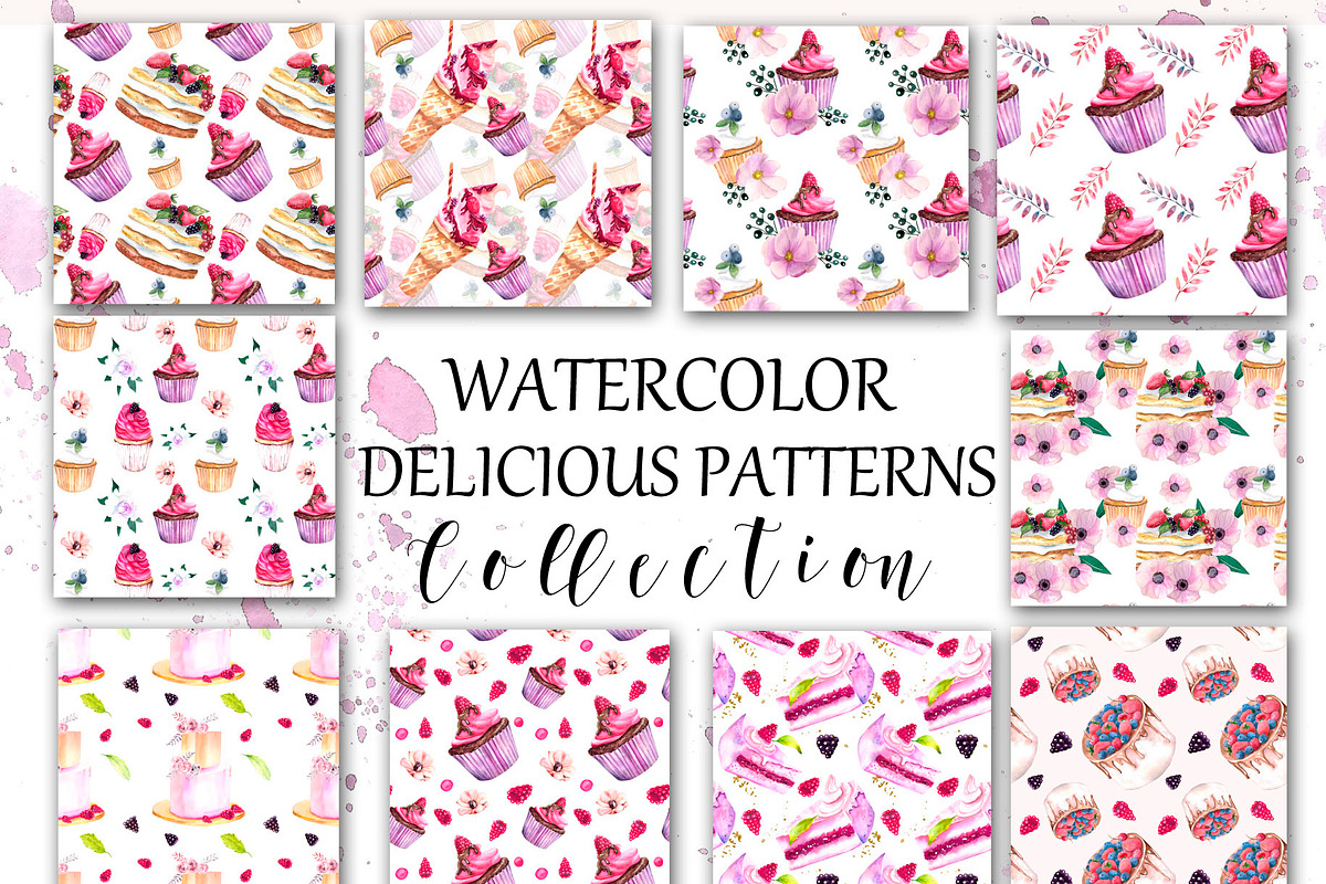 Watercolor Delicious Patterns in Patterns - product preview 8