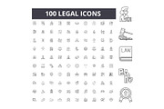 Legal line icons, signs, vector set