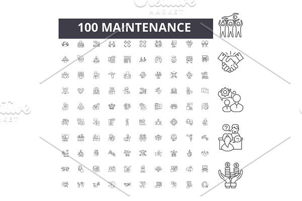 Maintenance line icons, signs