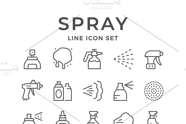Set line icons of spray