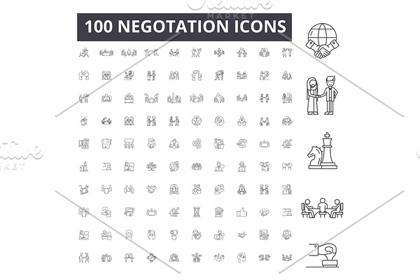 Negotation line icons, signs, vector