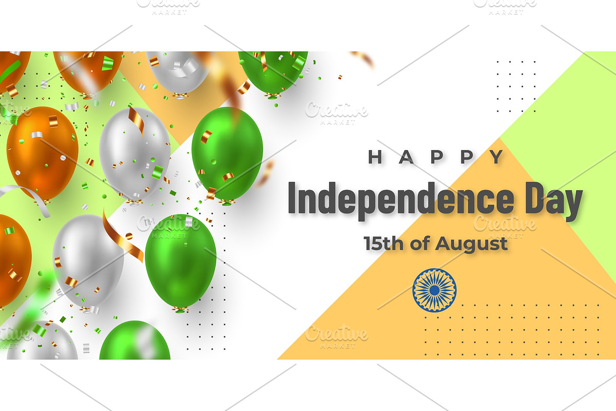 Happy Indian Independence day banner in Objects - product preview 8