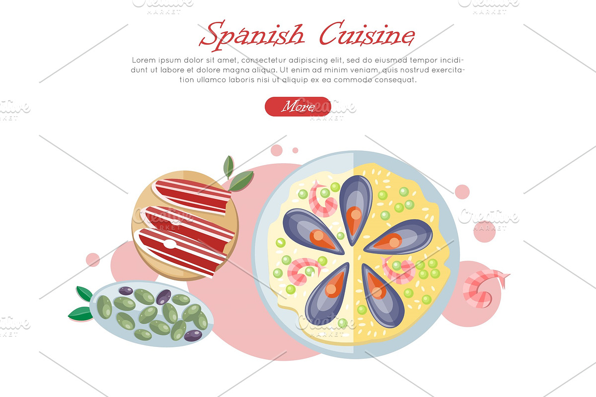 Spanish Cuisine Web Banner. Paella in Illustrations - product preview 8