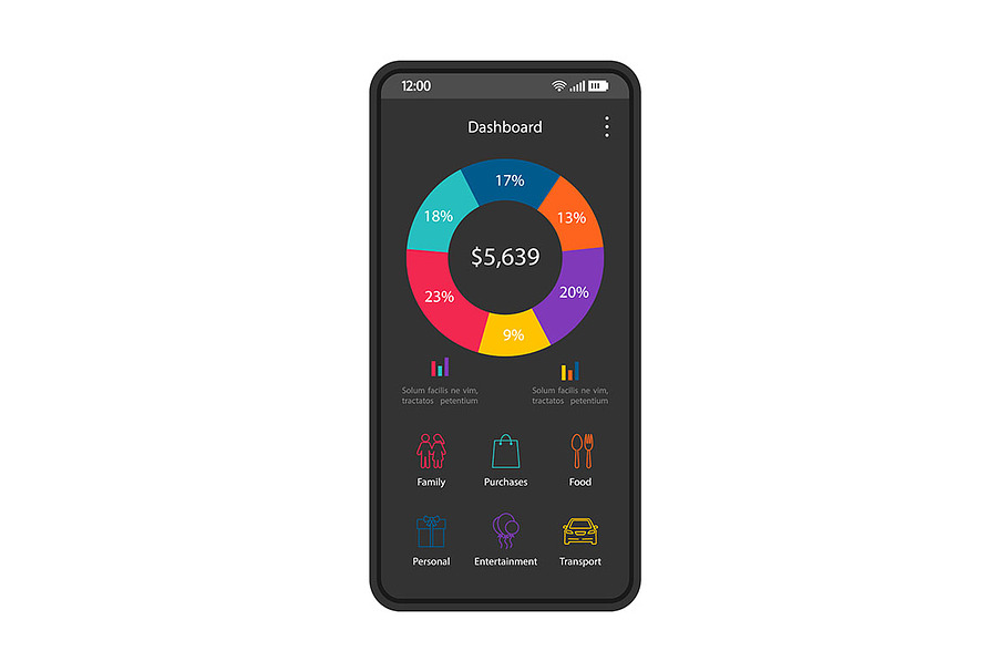 Smartphone dashboard interface in Web Elements - product preview 8
