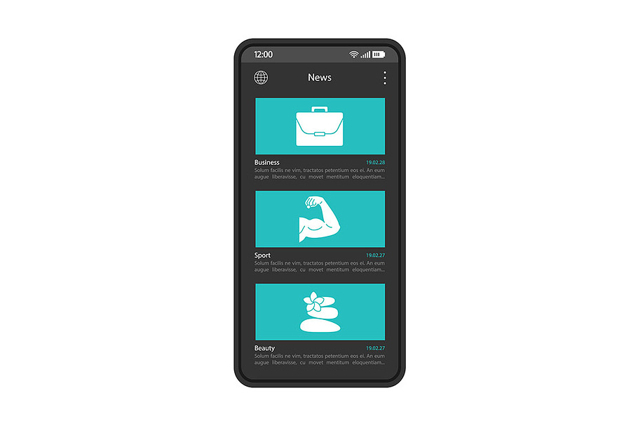 News portal smartphone interface in Web Elements - product preview 8