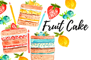 Watercolor Fruit Cake Clipart