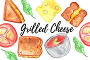 Watercolor grilled cheese clipart