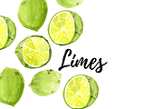 Watercolor citrus lime clipart