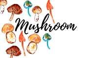 Watercolor mushroom clipart
