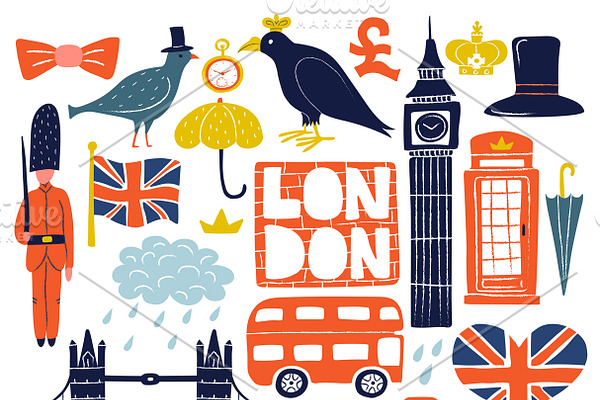 Set of london landmarks