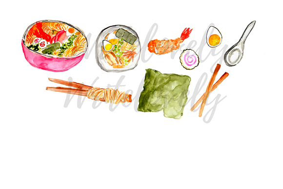Watercolor Ramen clipart in Illustrations - product preview 1