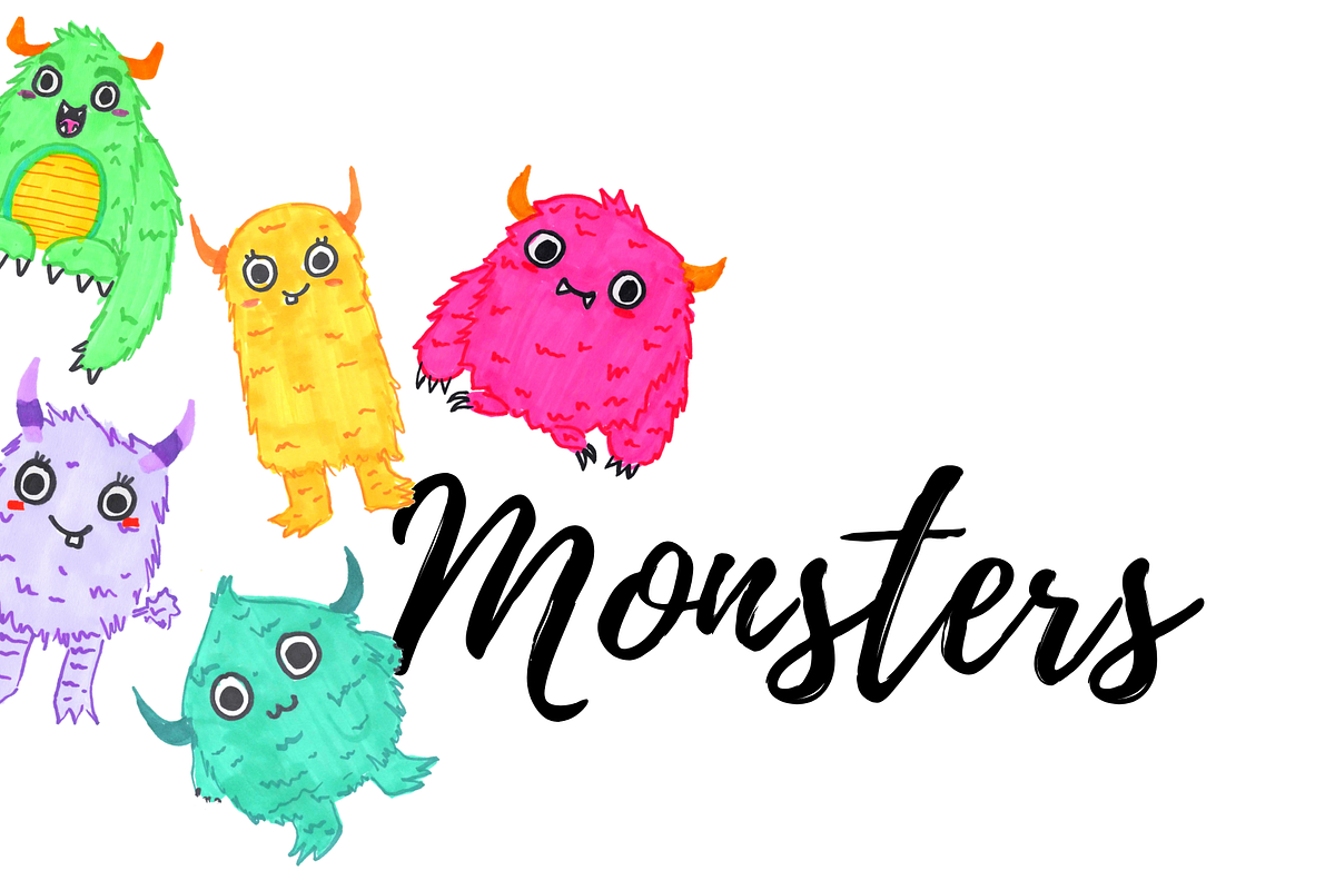 Hand drawn monster cliapart in Illustrations - product preview 8