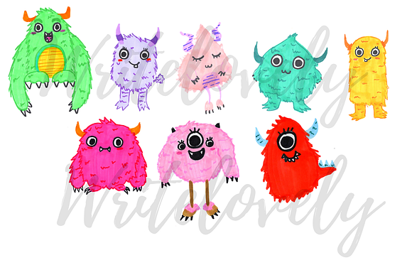 Hand drawn monster cliapart in Illustrations - product preview 1