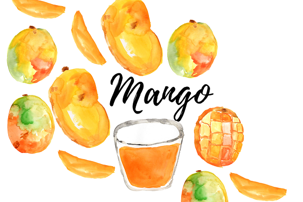 Watercolor Mango Clipart