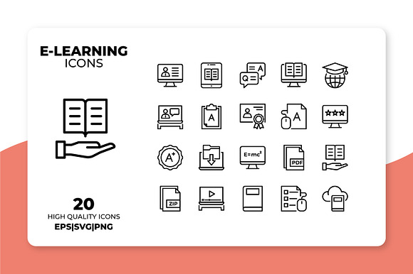 E-Learning Icons in Book Icons - product preview 1