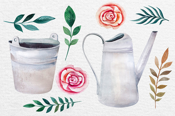 Watercolour bouquets in the pots in Illustrations - product preview 3