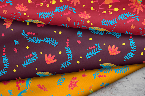 Hand-painted folk gouache pattern in Illustrations - product preview 9