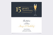 15th anniversary invitation vector