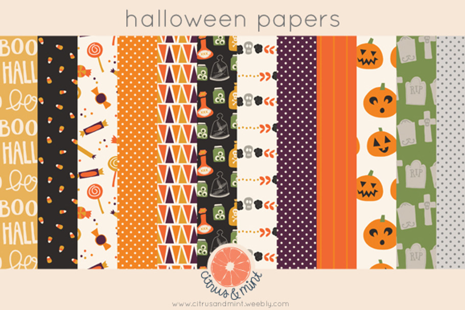 halloween digital paper pack