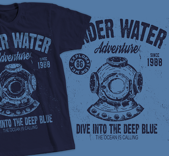 Deep Sea Diving T-Shirt Design in Illustrations - product preview 1