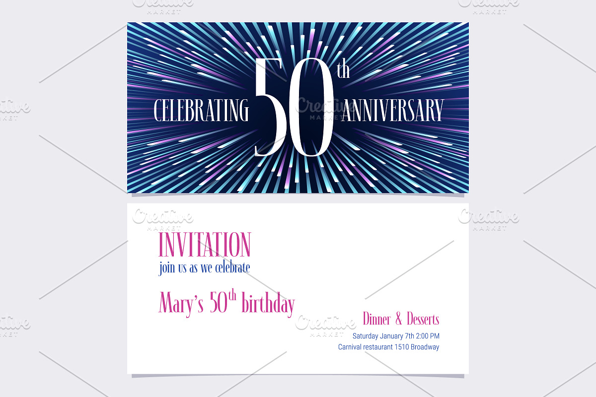 50th anniversary invitation vector in Illustrations - product preview 8