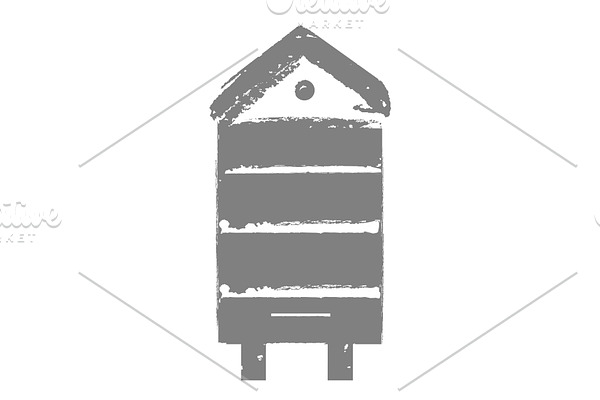 Retro wooden bee hive icon. Vector