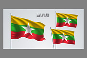 Myanmar waving flags vector