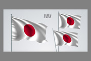 Japan waving flags vector