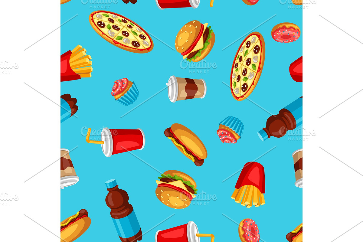 Seamless pattern with fast food meal in Patterns - product preview 8