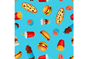 Seamless pattern with fast food meal