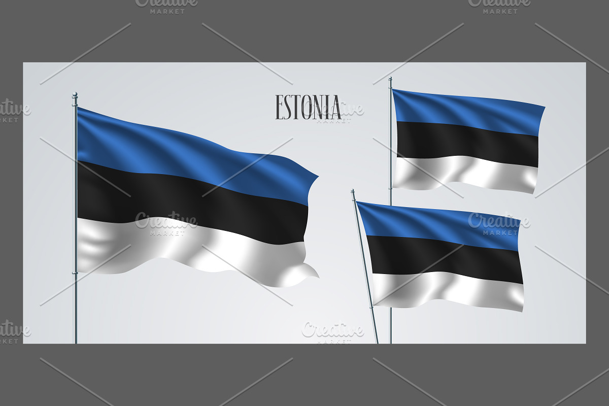 Estonia waving flags vector in Illustrations - product preview 8