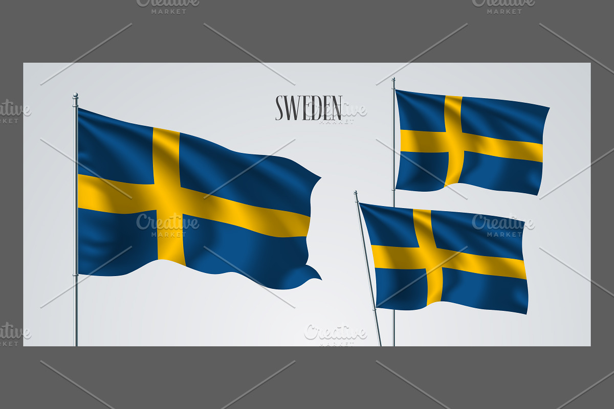 Sweden waving flags vector in Illustrations - product preview 8