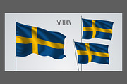 Sweden waving flags vector