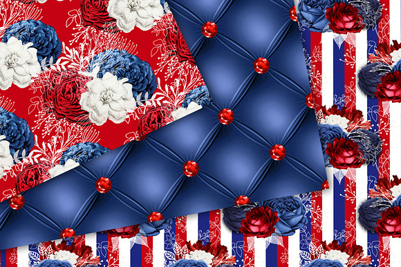 Red White & Blue Floral Patterns in Patterns - product preview 1