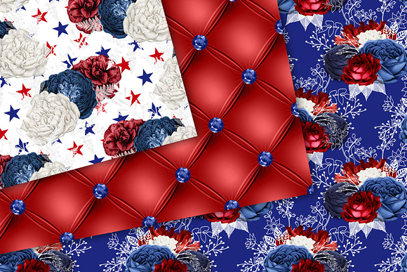 Red White & Blue Floral Patterns in Patterns - product preview 2