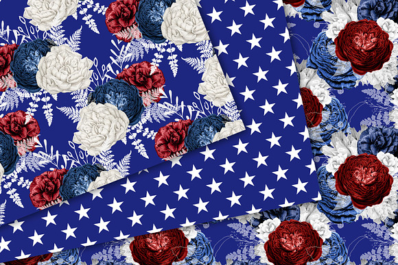 Red White & Blue Floral Patterns in Patterns - product preview 3