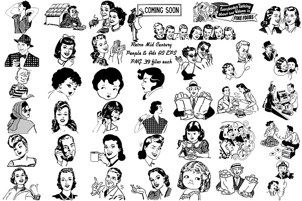Retro People & Ads AI EPS PNG