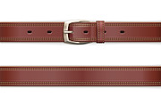 Leather belt with metallic clasp.