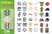 Baseball icon set with 3 styles