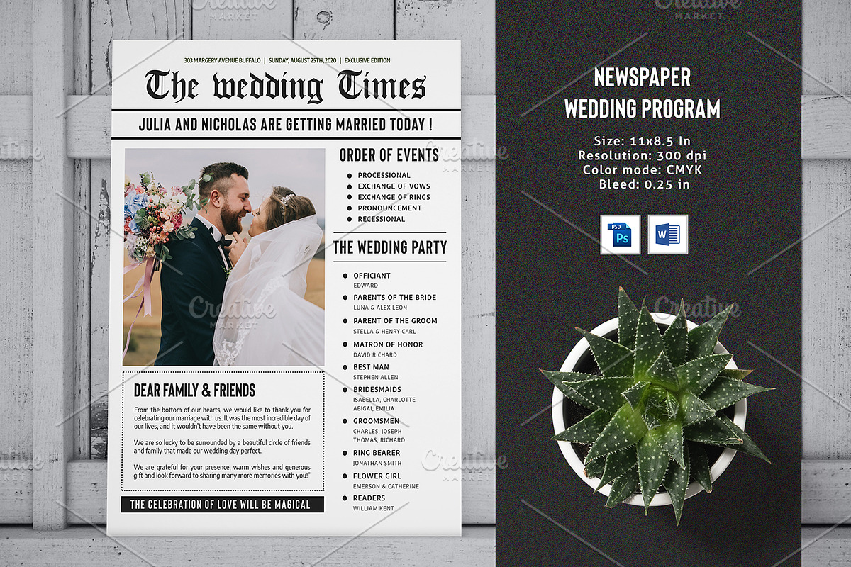 Newspaper Wedding Program V1041 in Flyer Templates - product preview 8