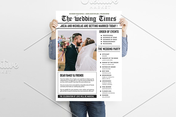 Newspaper Wedding Program V1041 in Flyer Templates - product preview 2