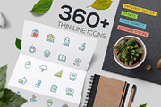 360+ Thin Line Design Icons Bundle