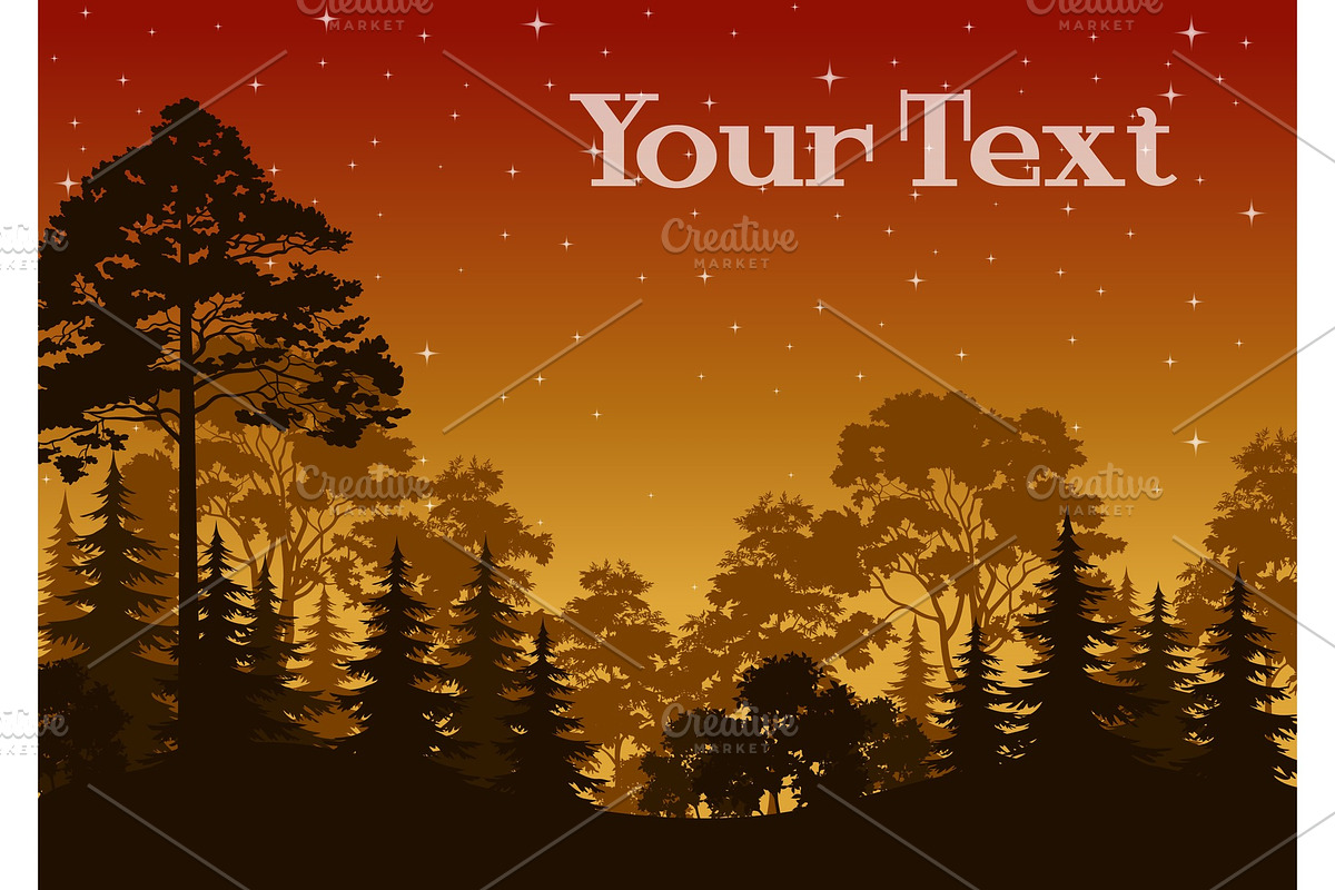 Landscape, Trees and Stars in Illustrations - product preview 8