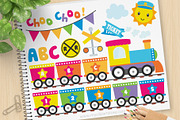 ABC Train (Rainbow) Clipart + SVG