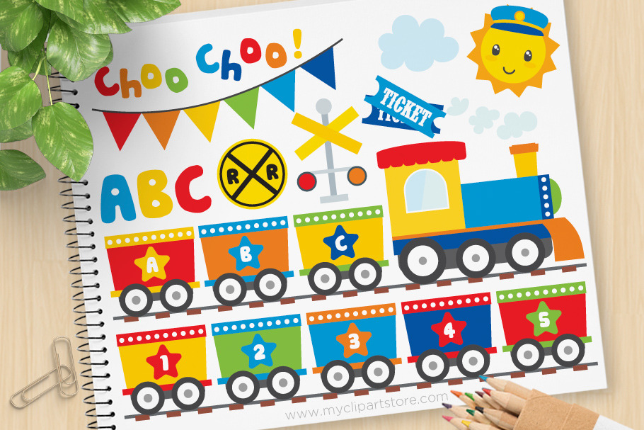 ABC Train (Primary) Clipart + SVG