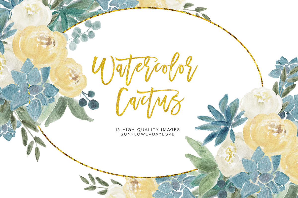 Watercolor Flower cactus Clipart in Illustrations - product preview 8