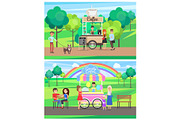 Street Food Posters Colorful Vector
