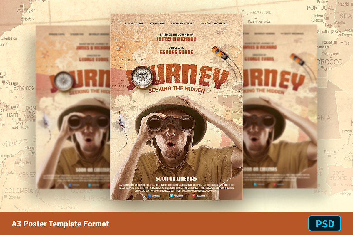 Movie Poster Template JOURNEY in Flyer Templates - product preview 8