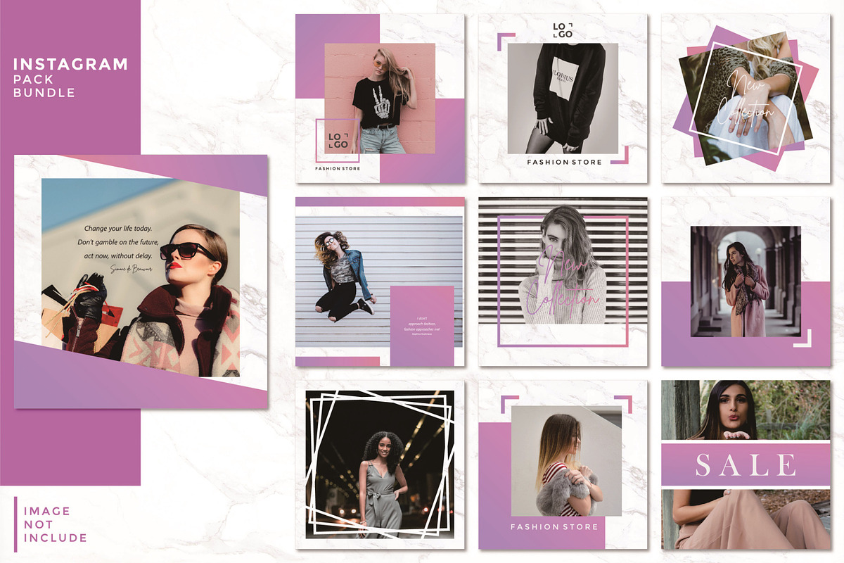 Instagram beauty fashion feed bundle in Instagram Templates - product preview 8