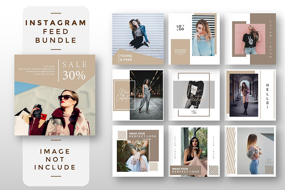 Instagram beauty fashion feed bundle in Instagram Templates - product preview 1